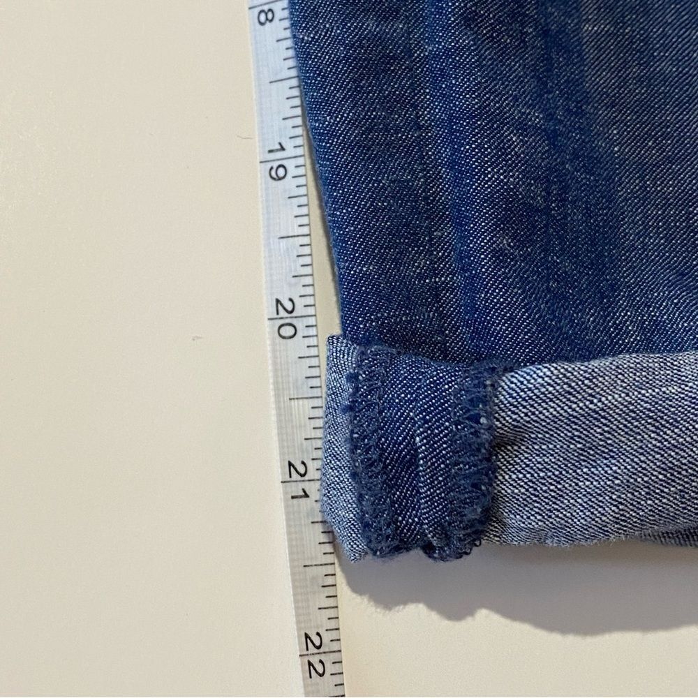 Talbots Petites Signature Rolled Cuff Blue Chambray Denim Ankle Pants Size 4P - Picture 13 of 16